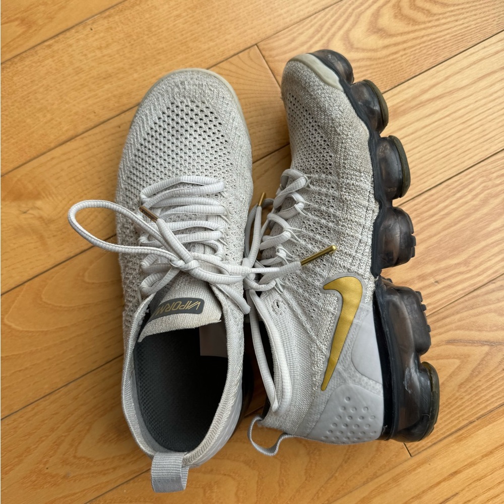Nike Gray and Gold VaporMAX